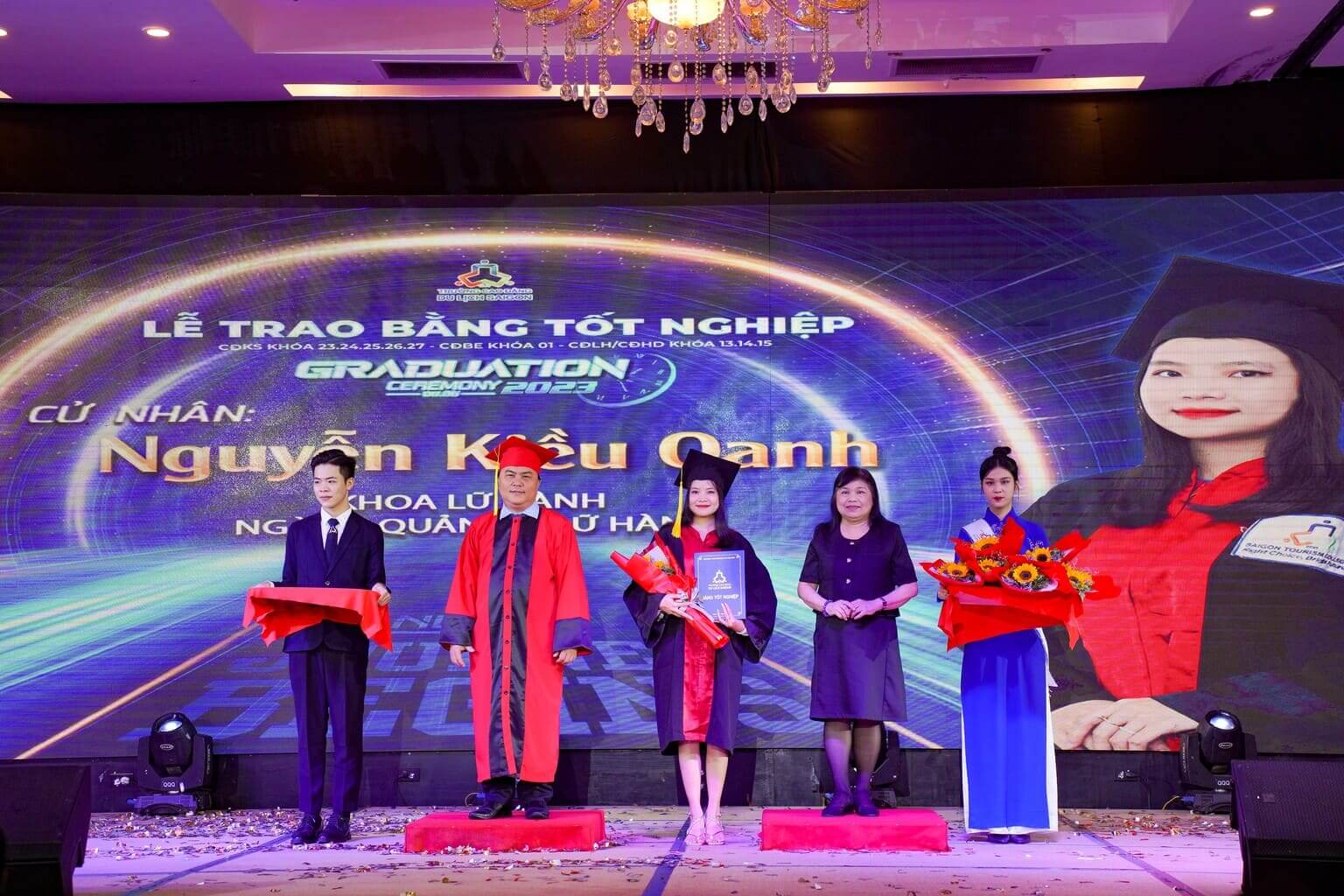 Sinh viên nhận bằng tại Lễ tốt nghiệp 2023 của trường Cao đẳng Du lịch Sài Gòn
