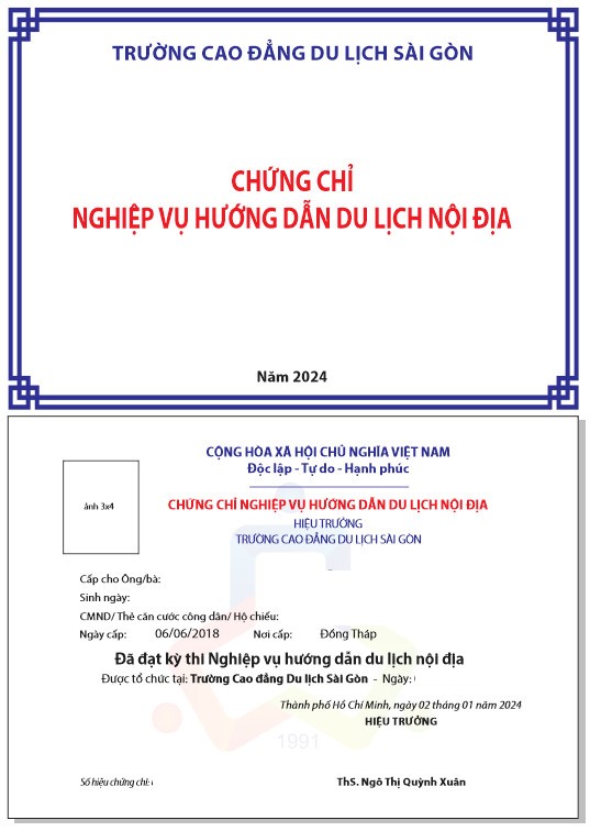 Chứng chỉ Nghiệp vụ Hướng dẫn Du lịch Nội địa