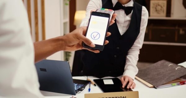 Nhân viên thu ngân xử lý các giao dịch thanh toán của khách hàng