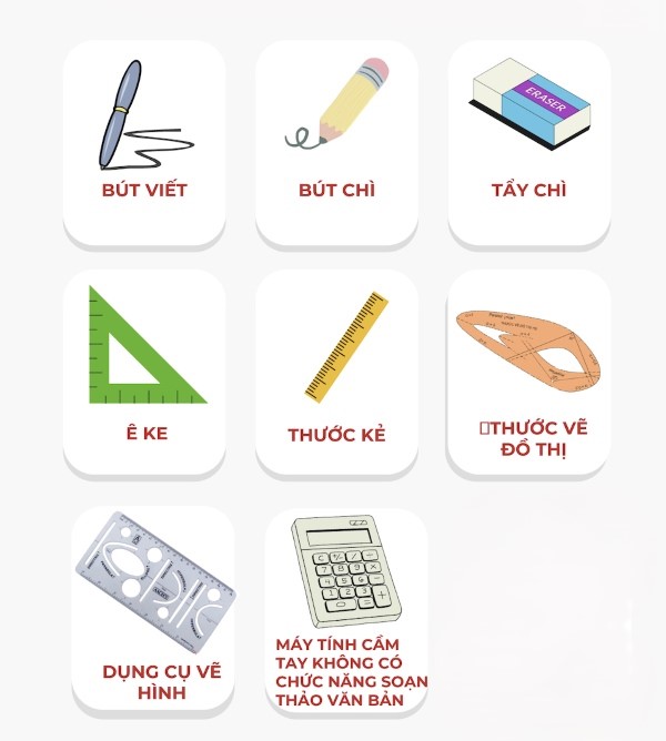 Danh sách các vật dụng được phép mang vào phòng thi tốt nghiệp THPT