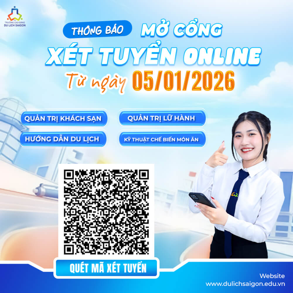 Trường Cao đẳng Du lịch Sài Gòn mở cổng xét tuyển online từ ngày 5.1.2025
