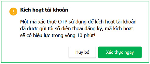 Mã OTP được gửi về số điện thoại sau khi đăng ký dự thi đánh giá năng lực