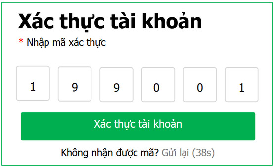 Nhập mã xác thực OTP