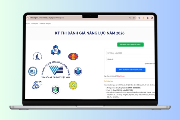 Trang web chính thức của ĐHQG TP.HCM - Đơn vị tổ chức thi đánh giá năng lực