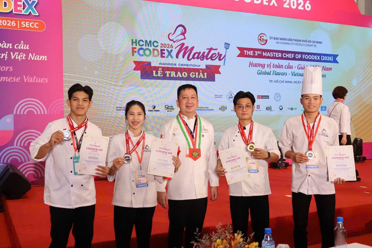 Sinh viên và Cựu sinh viên Trường Cao đẳng Du lịch Sài Gòn đã đạt thành tích tại cuộc thi Master Chef of Foodex 2026