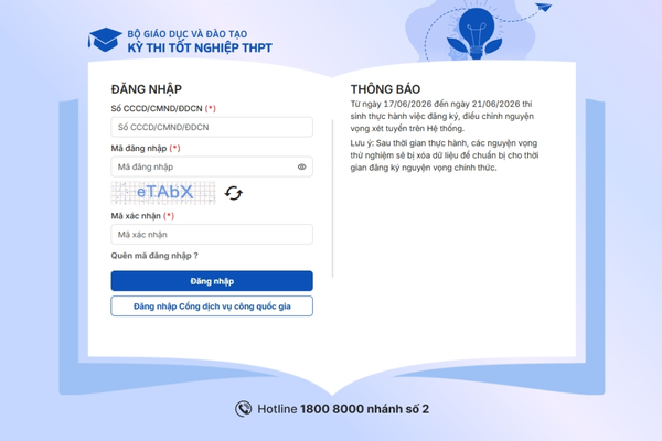 Tra cứu điểm thông qua trang chính thức của Bộ GD&ĐT