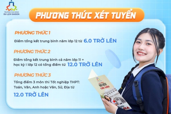 Cao đẳng Du lịch Sài Gòn áp dụng ba phương thức xét tuyển linh hoạt